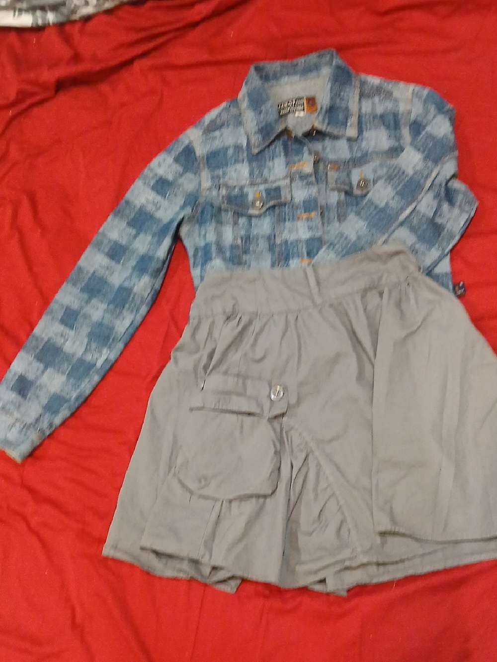 Max Studio Blue Plaid Denim Jacket
